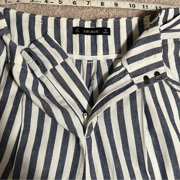 Zara Wide Leg High Waist Tie Lightweight Pants size Small, Blue & White Stripes - Picture 3 of 15